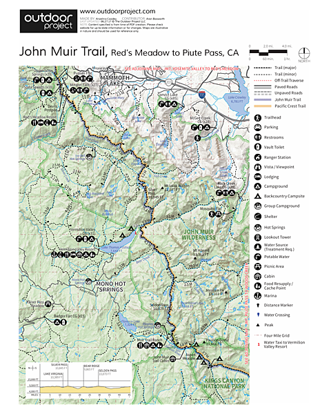 John Muir Trail Mileage Chart