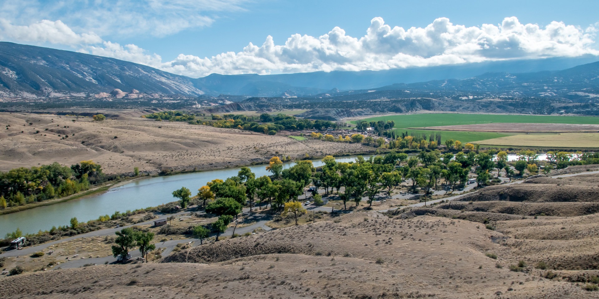 View of the campground and river from the main park road.