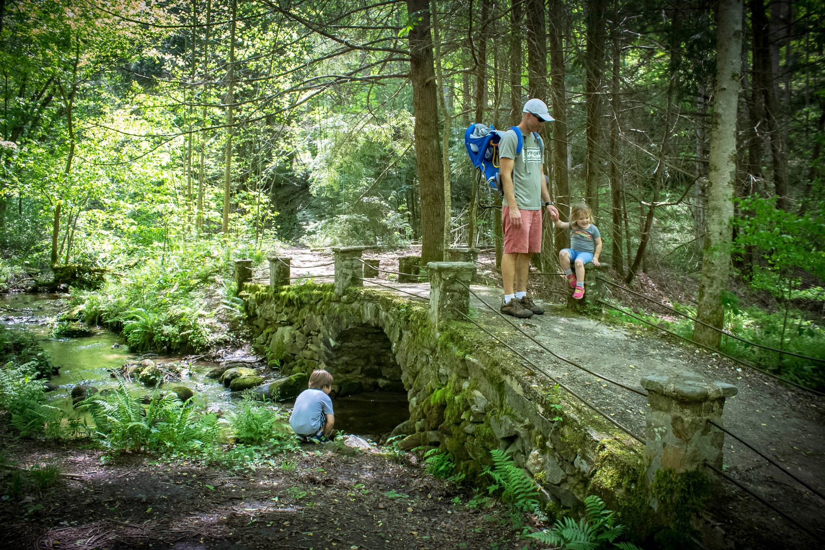 Exploring the Elkmont Troll Bridge in Great Smoky Mountains National Park.