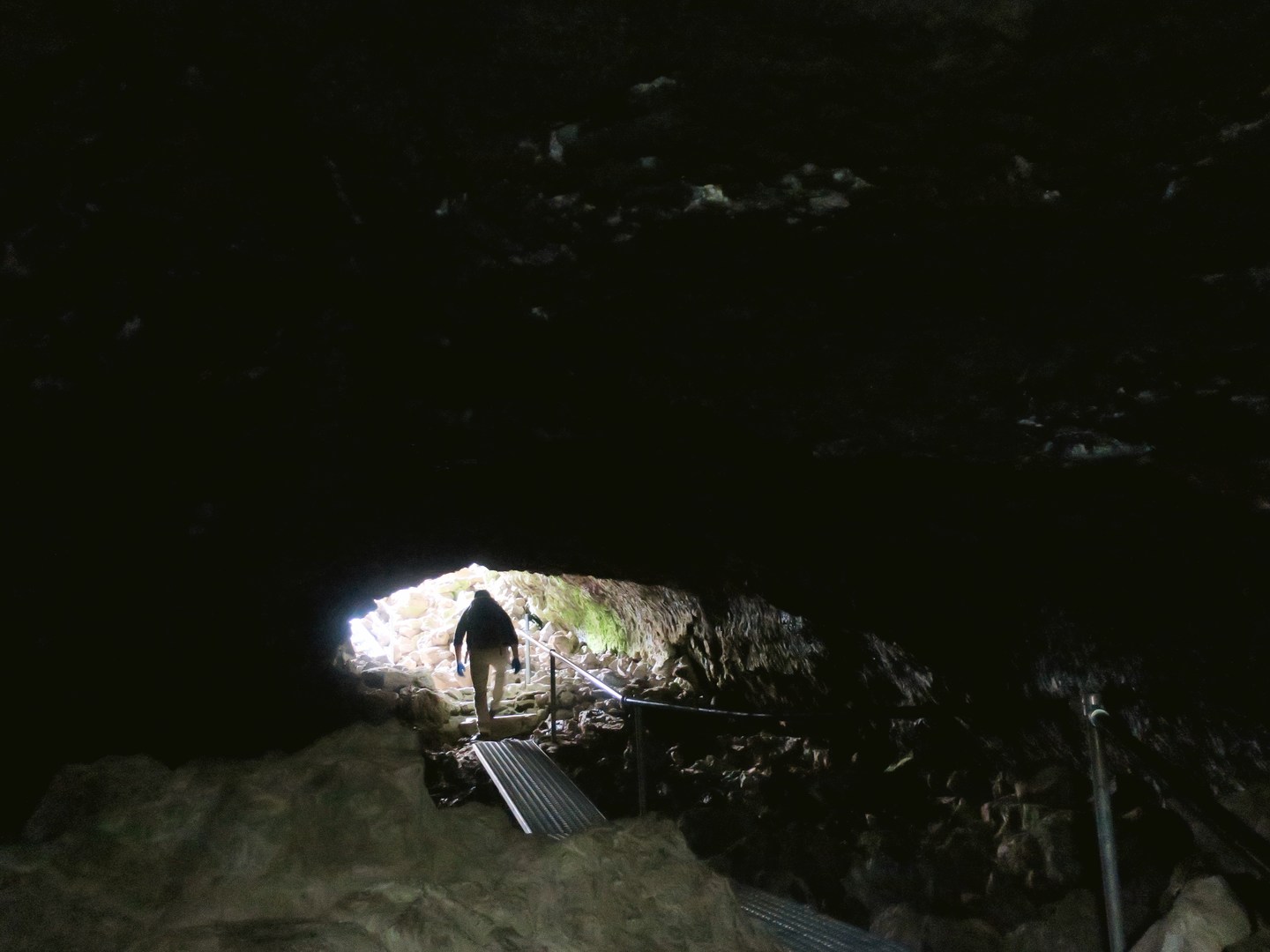 Exiting Merrill Cave.