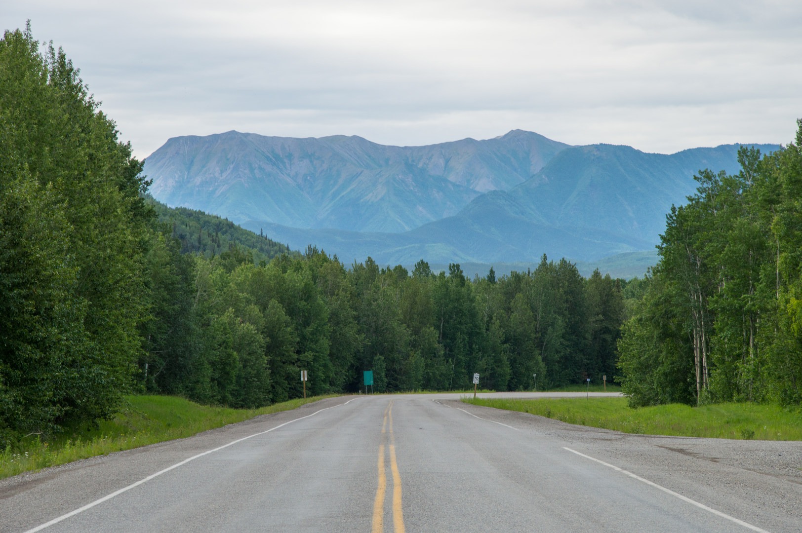 The campground and hot springs are located along the Alaska Highway.