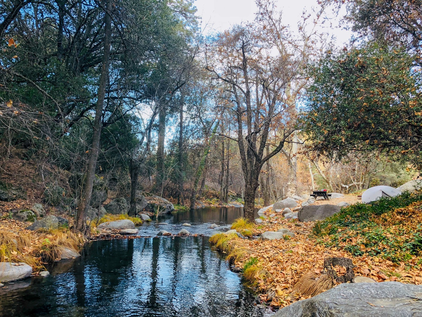 The campground is less than half a mile from California Hot Springs.