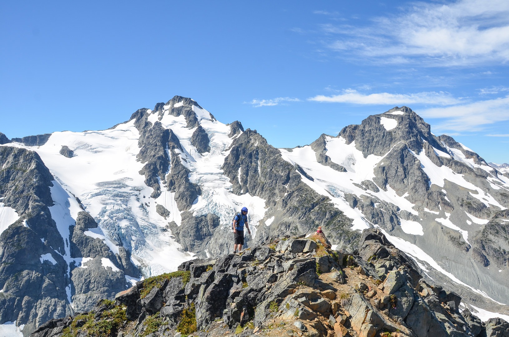 Summit of Vantage with Mount Matier and Joffre Peak in the background. This photo has an excellent view of Joffre's northeast ridge scramble route.