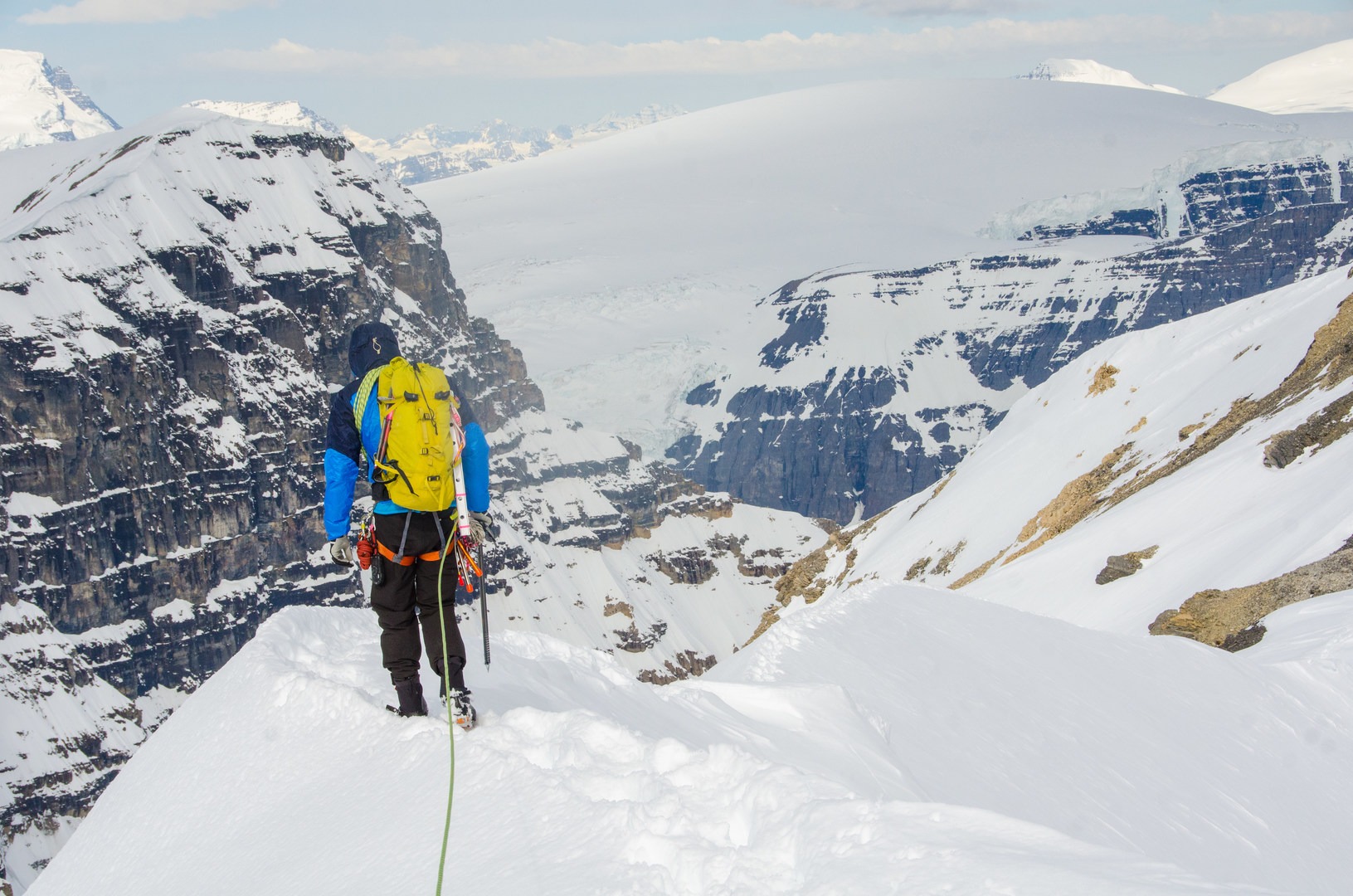 Snowdome off in the distance is visible as you descend the ridge. Andromeda is on the right hand side.