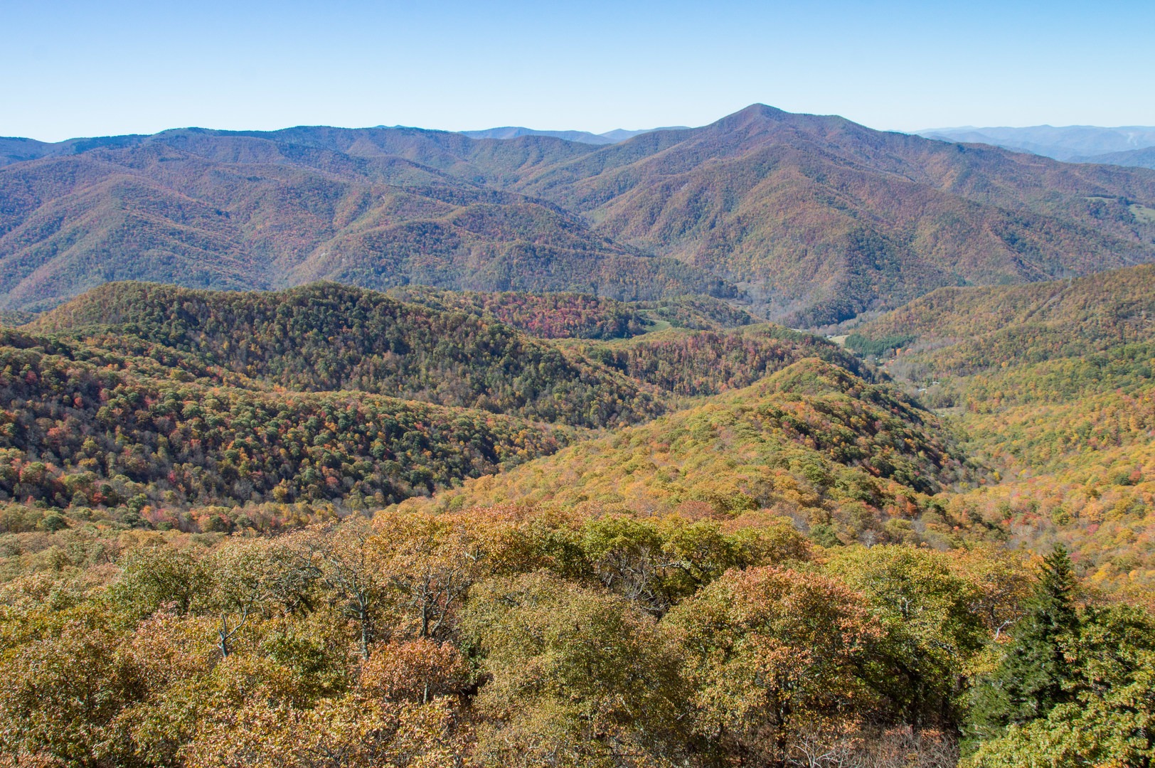 Mountains rolling for miles in every direction.