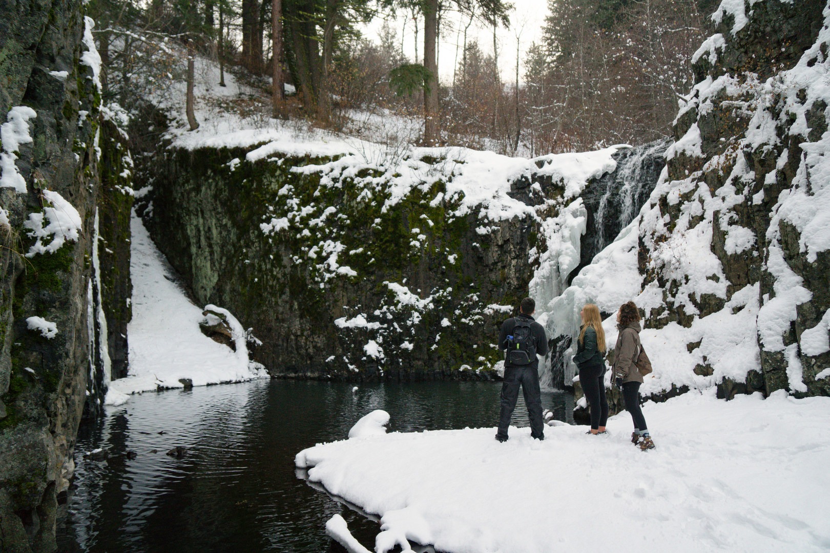 Waterfall from below.