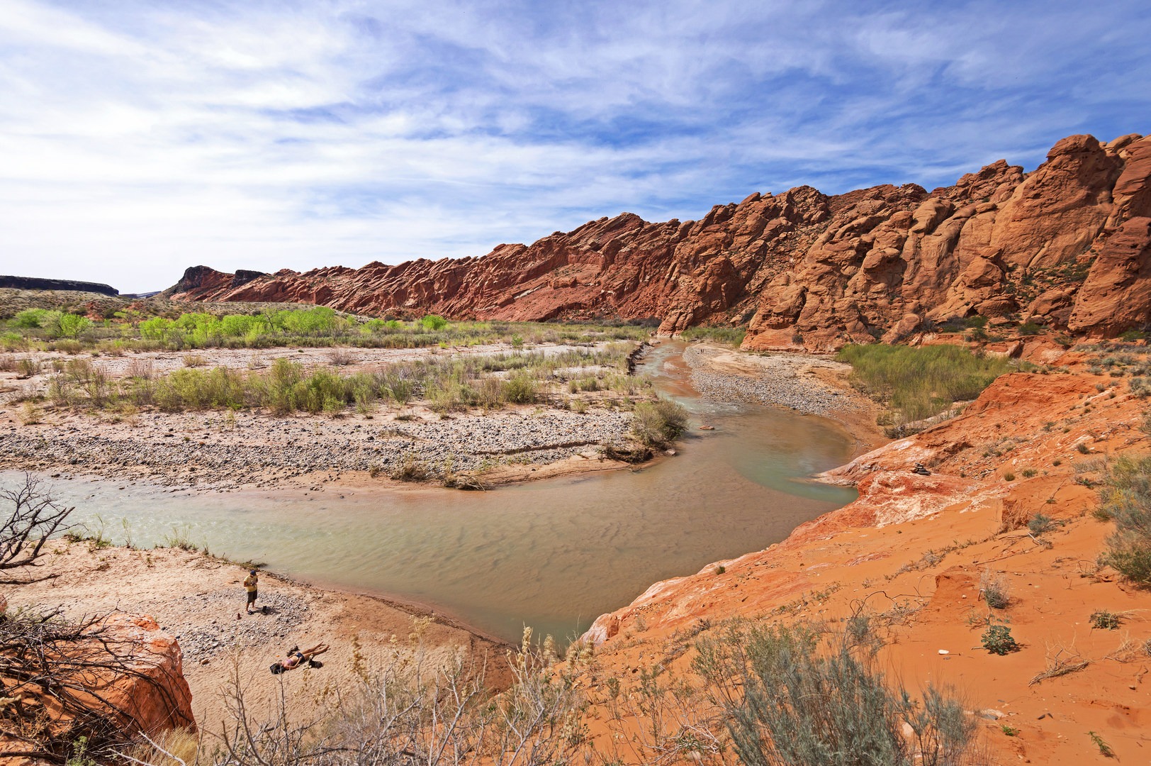 The Virgin River feeds Quail Creek Reservoir south of here.