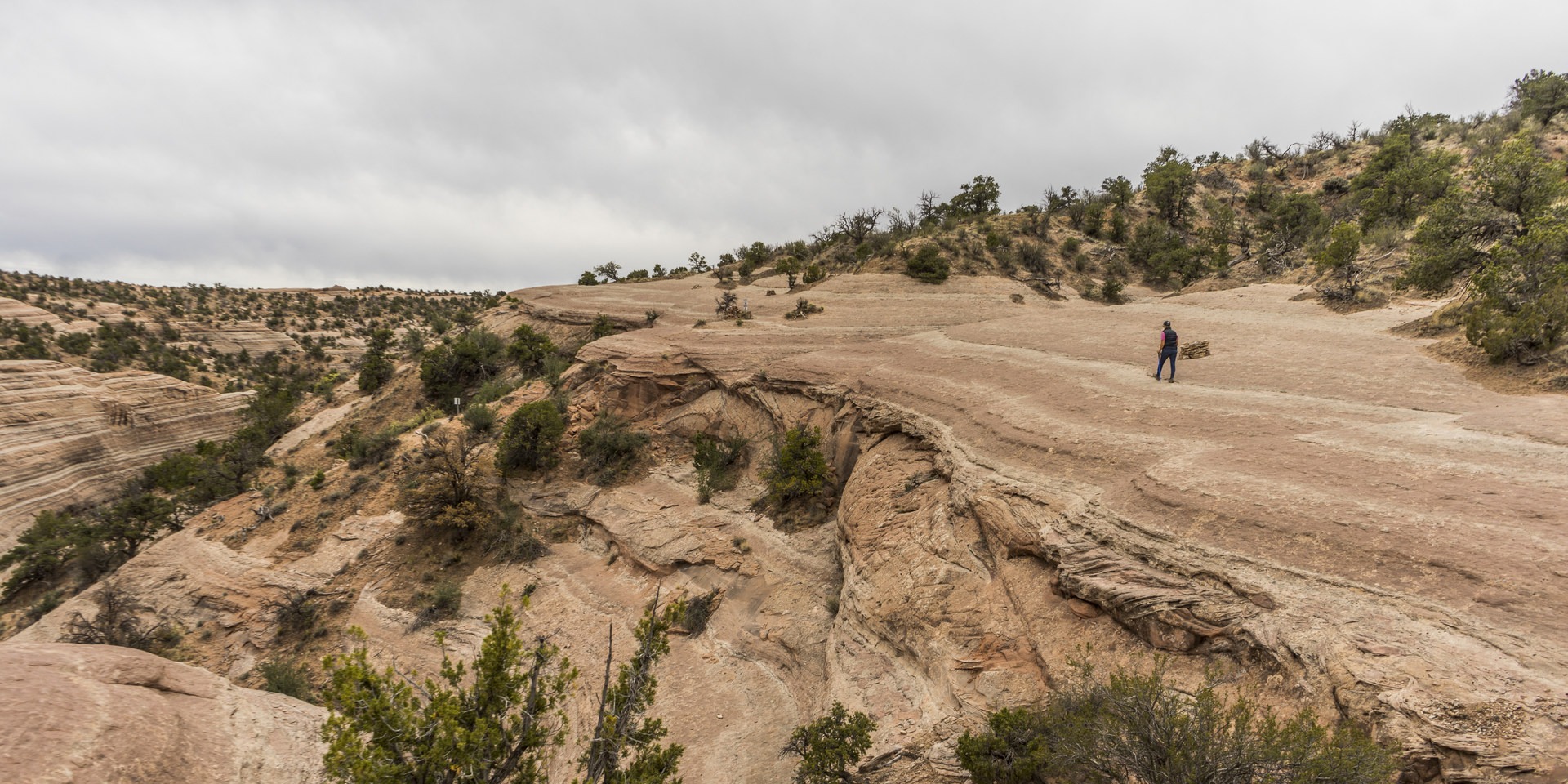 Hiking on the rim of the canyon.