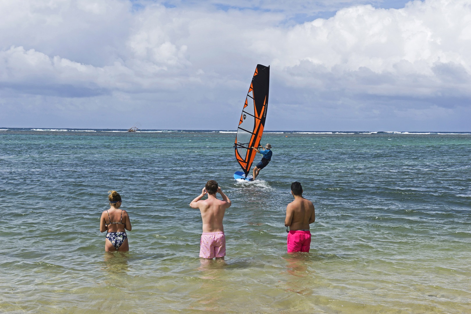 Wind surfing at Anini Beach.