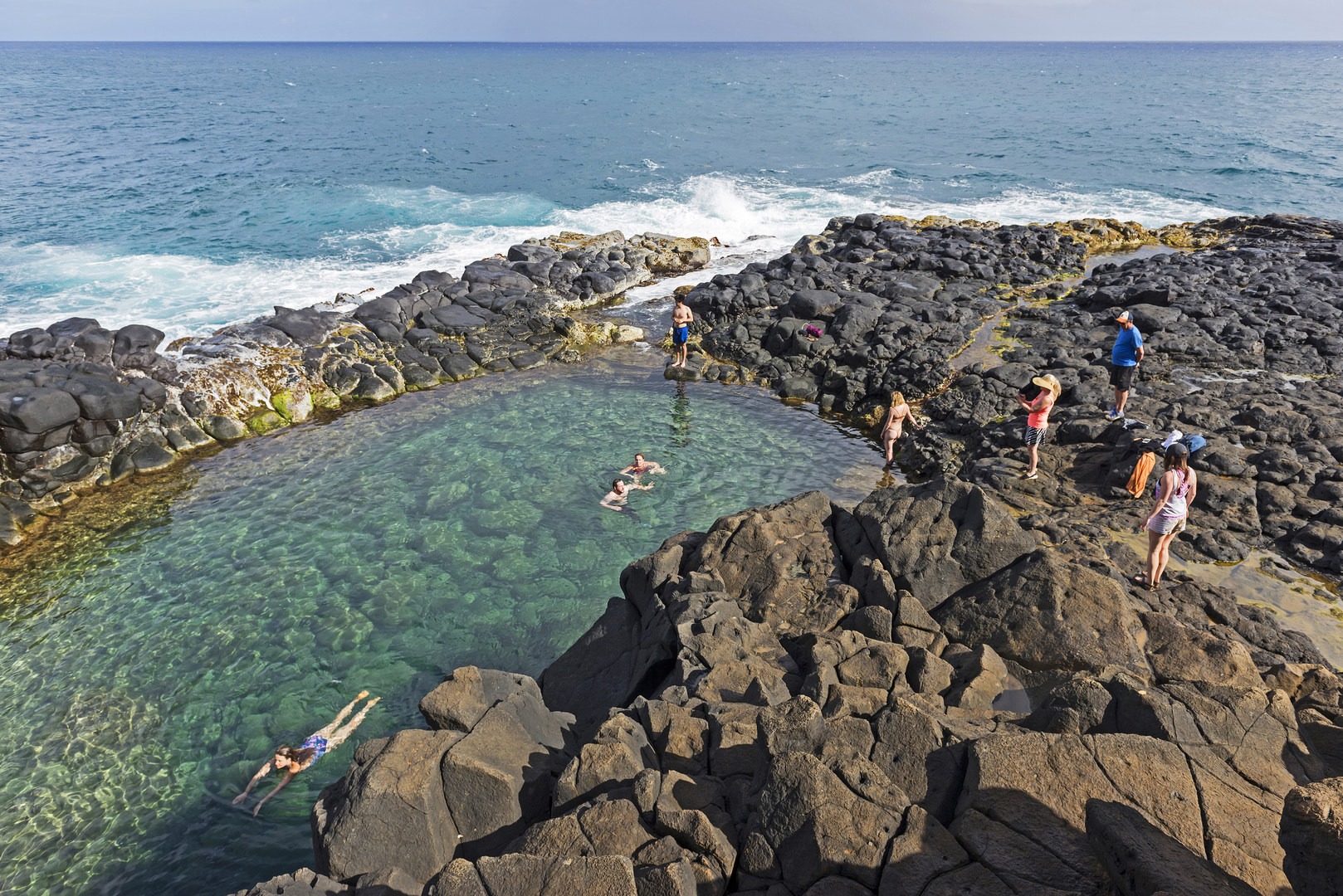 The pool is fairly large and can accommodate several people.
