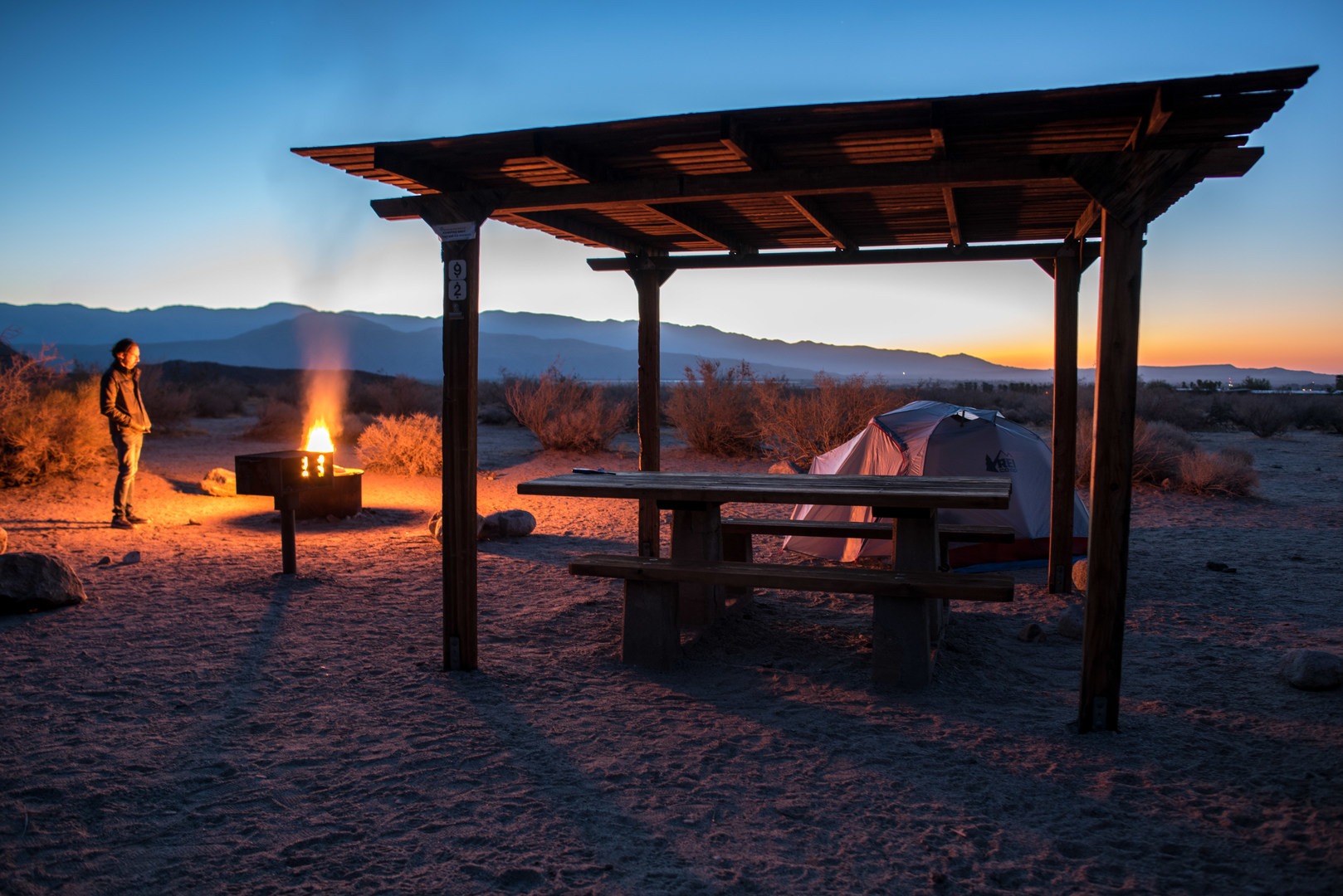 A typical tent campsite at Borrego Palm Canyon.