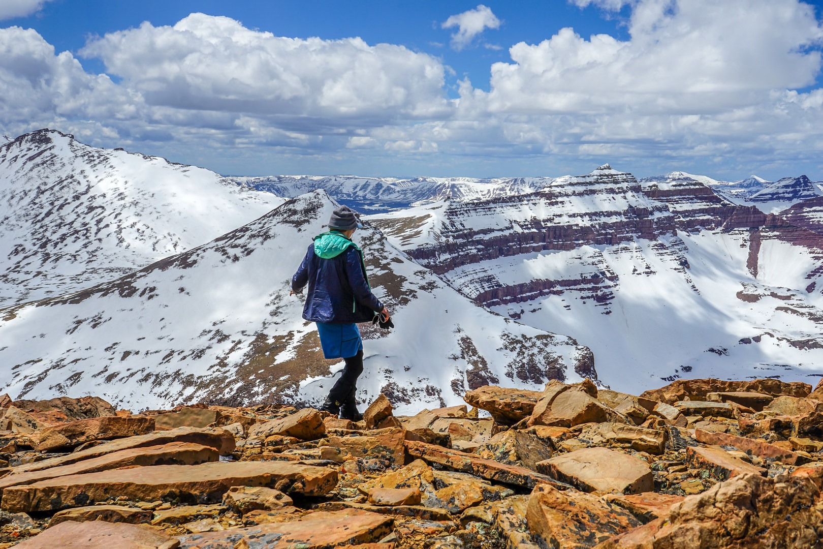 Kings Peak, West Gunsight, and Henrys Fork Peak (all 13ers), as viewed from the summit.