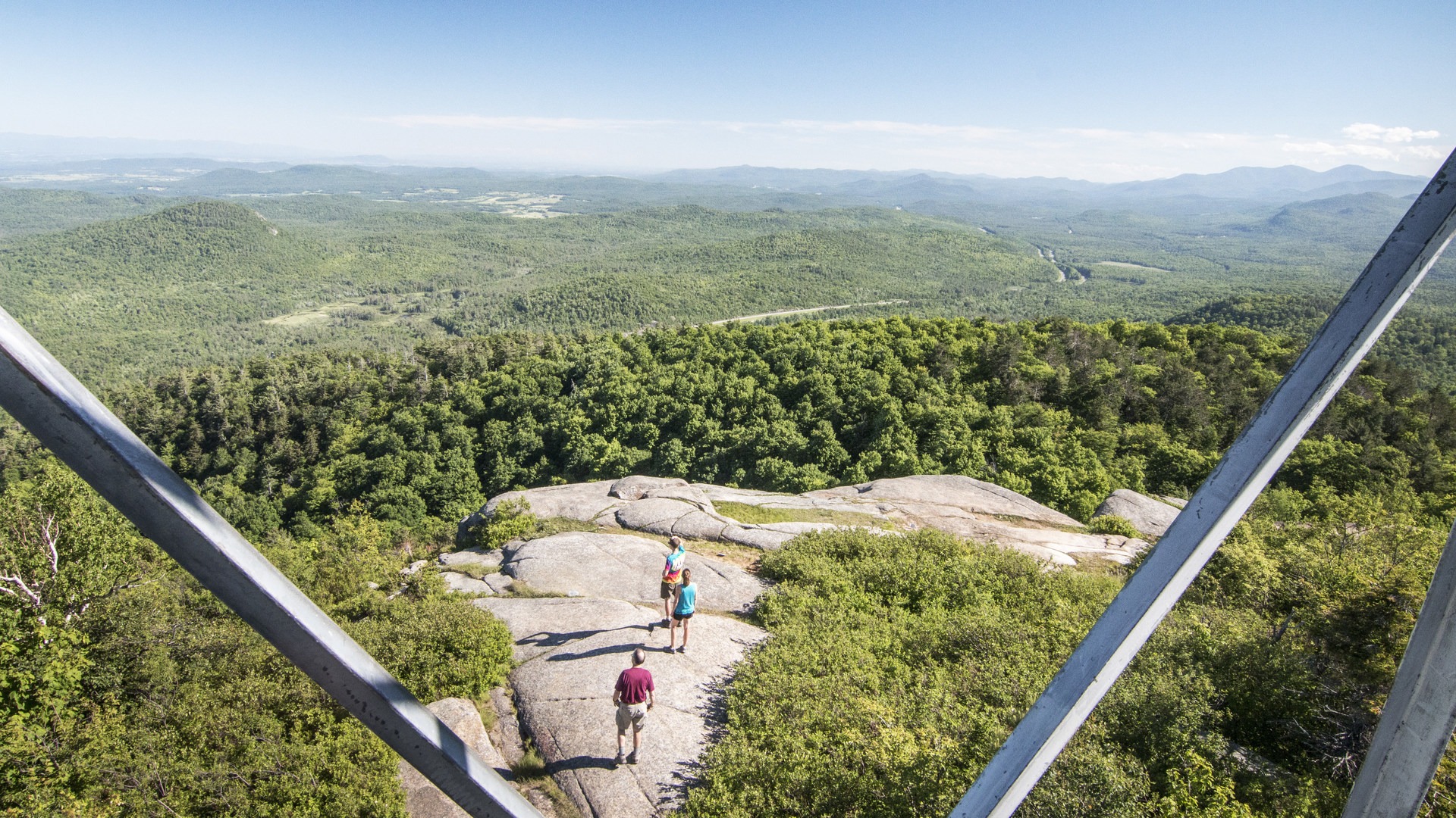 Looking down at some hikers from the fire tower.