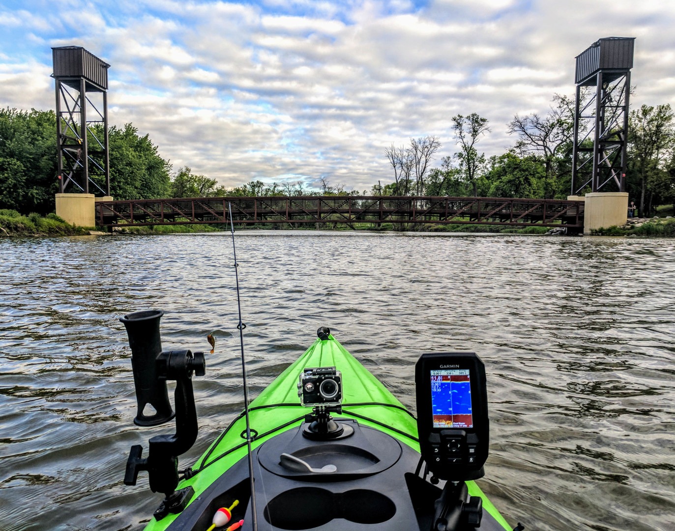 The Lindenwood foot bridge brings you across to the Minnesota side of the river. The bridge has motors on each side to raise it up in the event of a flood. The bridge is usually lifted each spring.