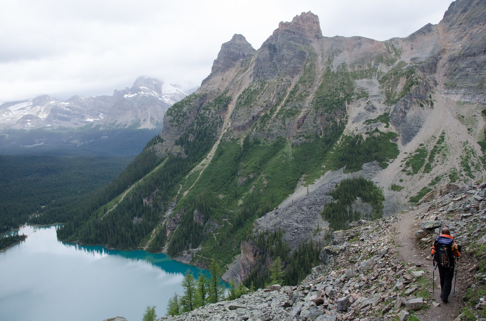 Looking out towards the Huber Ledges and Lake O'Hara bellow.