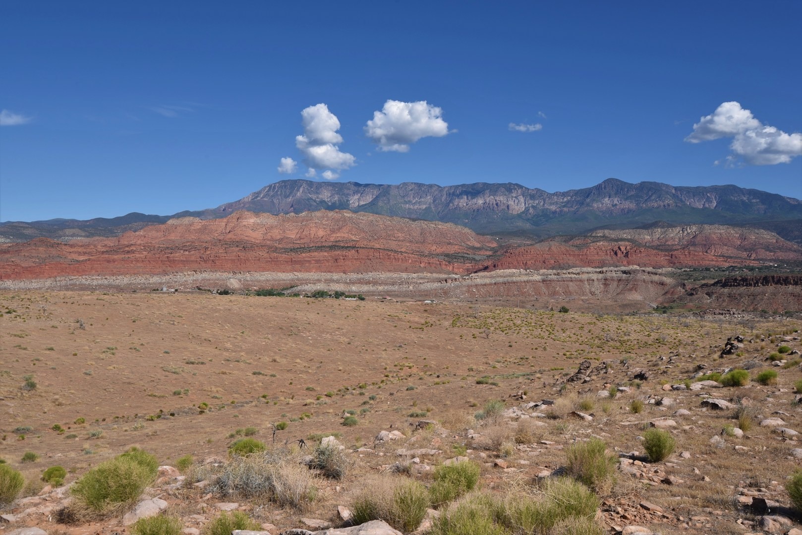 View of the Red Cliffs looking west from the trail.