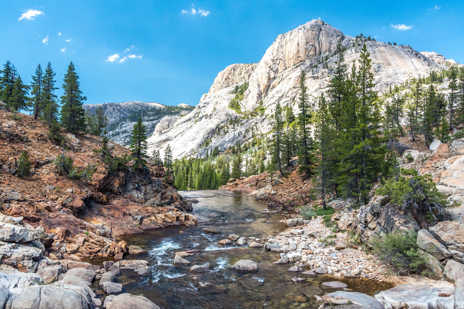 Sunset over the Tuolumne River at Glen Aulin High Sierra Camp.