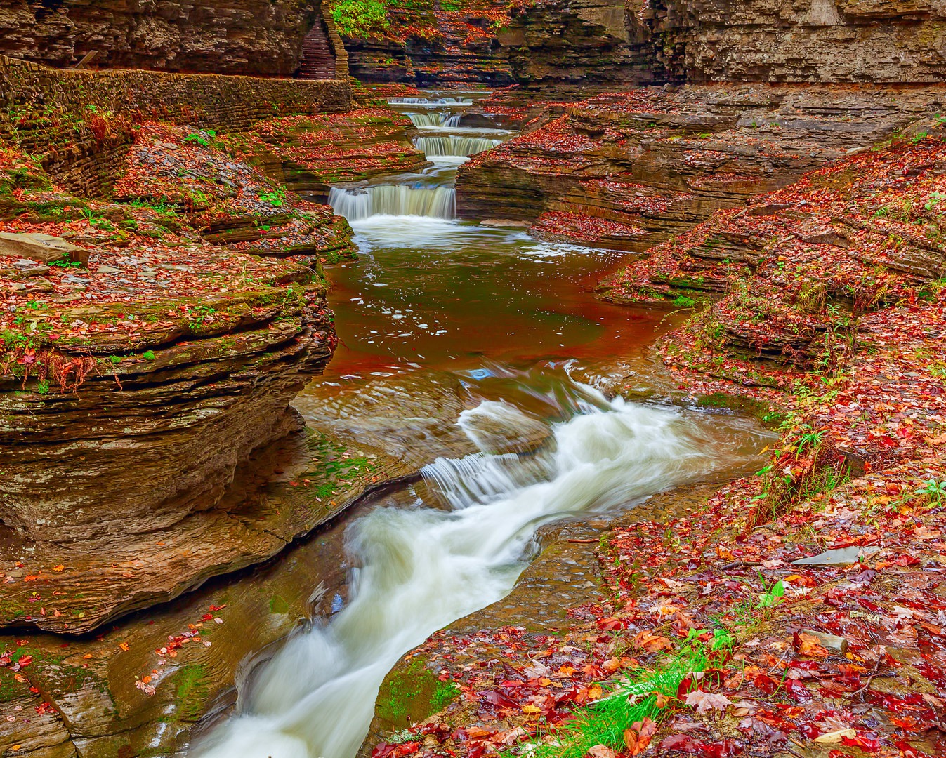 Some of the many cascades in the gorge.