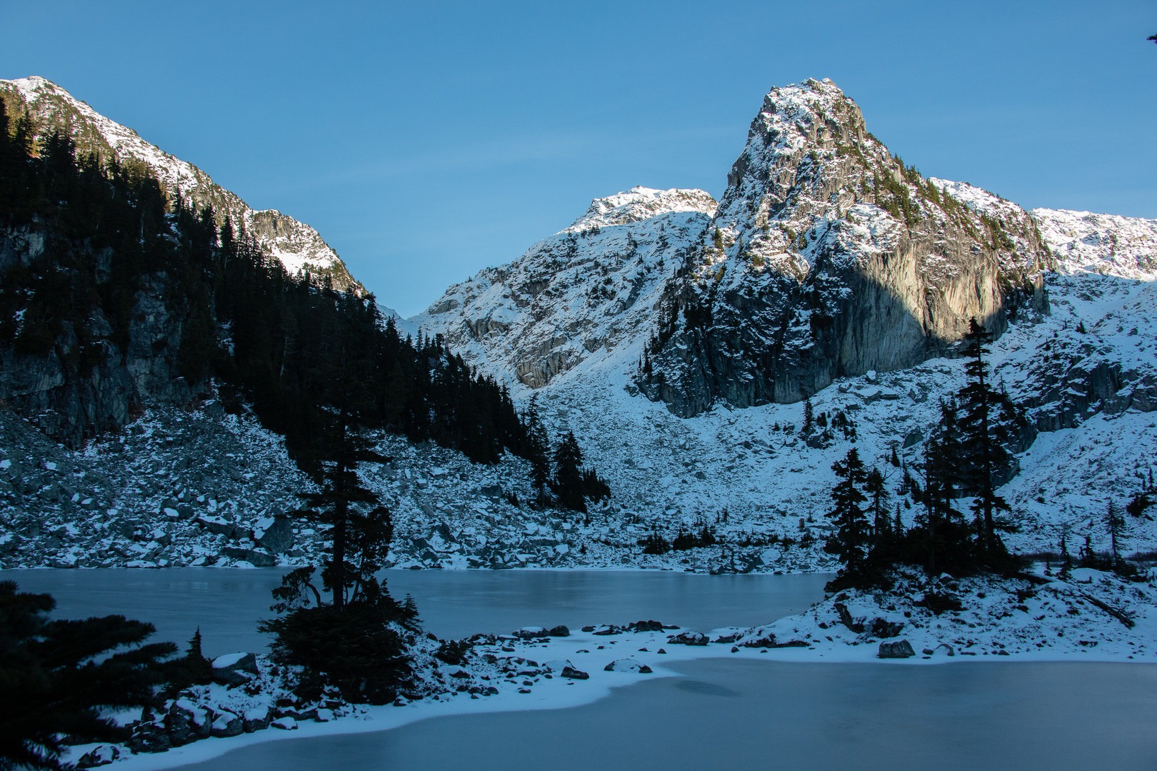 Watersprite Lake with Dreadnought Peak in the background.