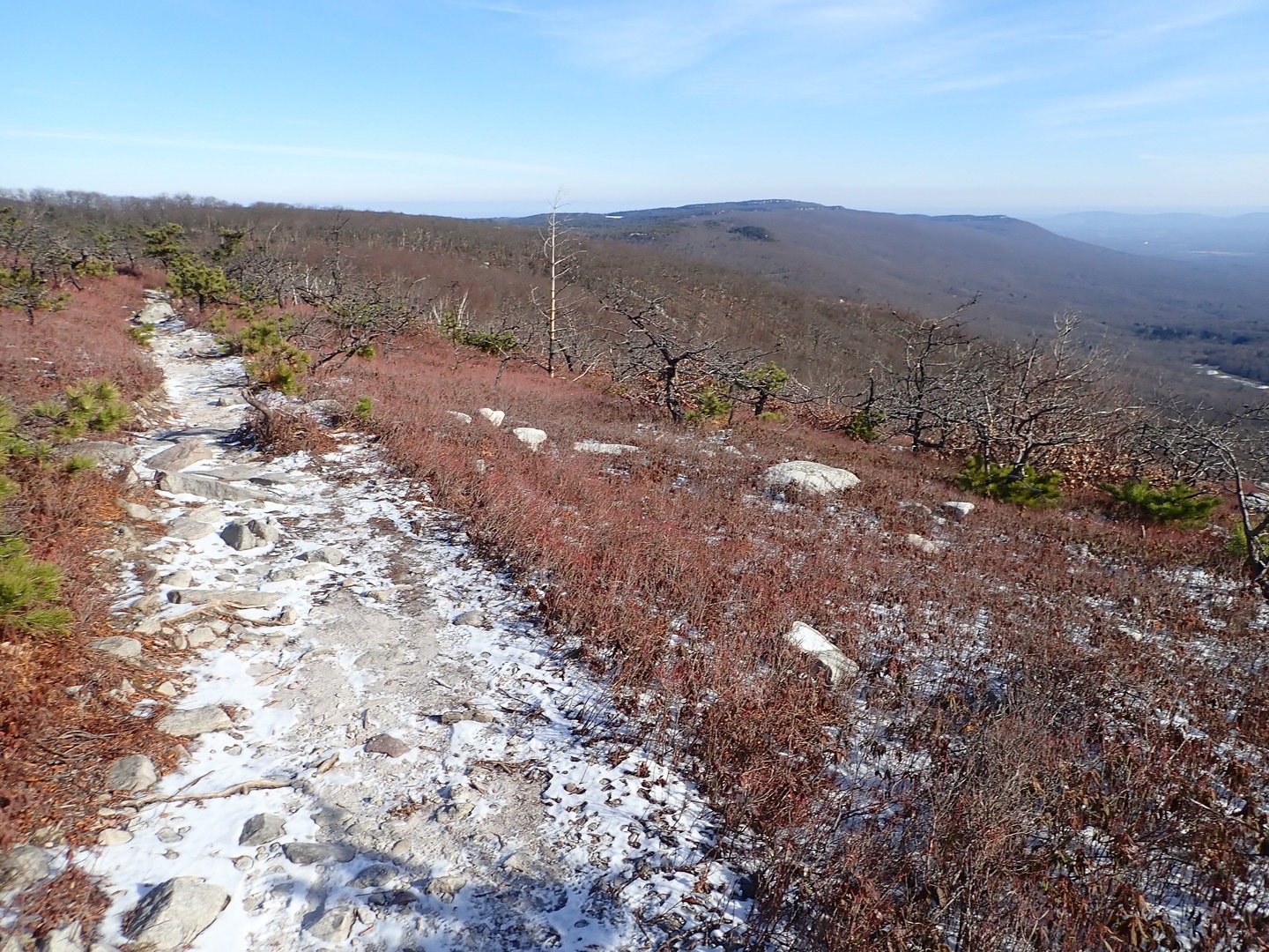 View of Castle Point in Minnewaska from Verkeerder Kill Falls Trail.