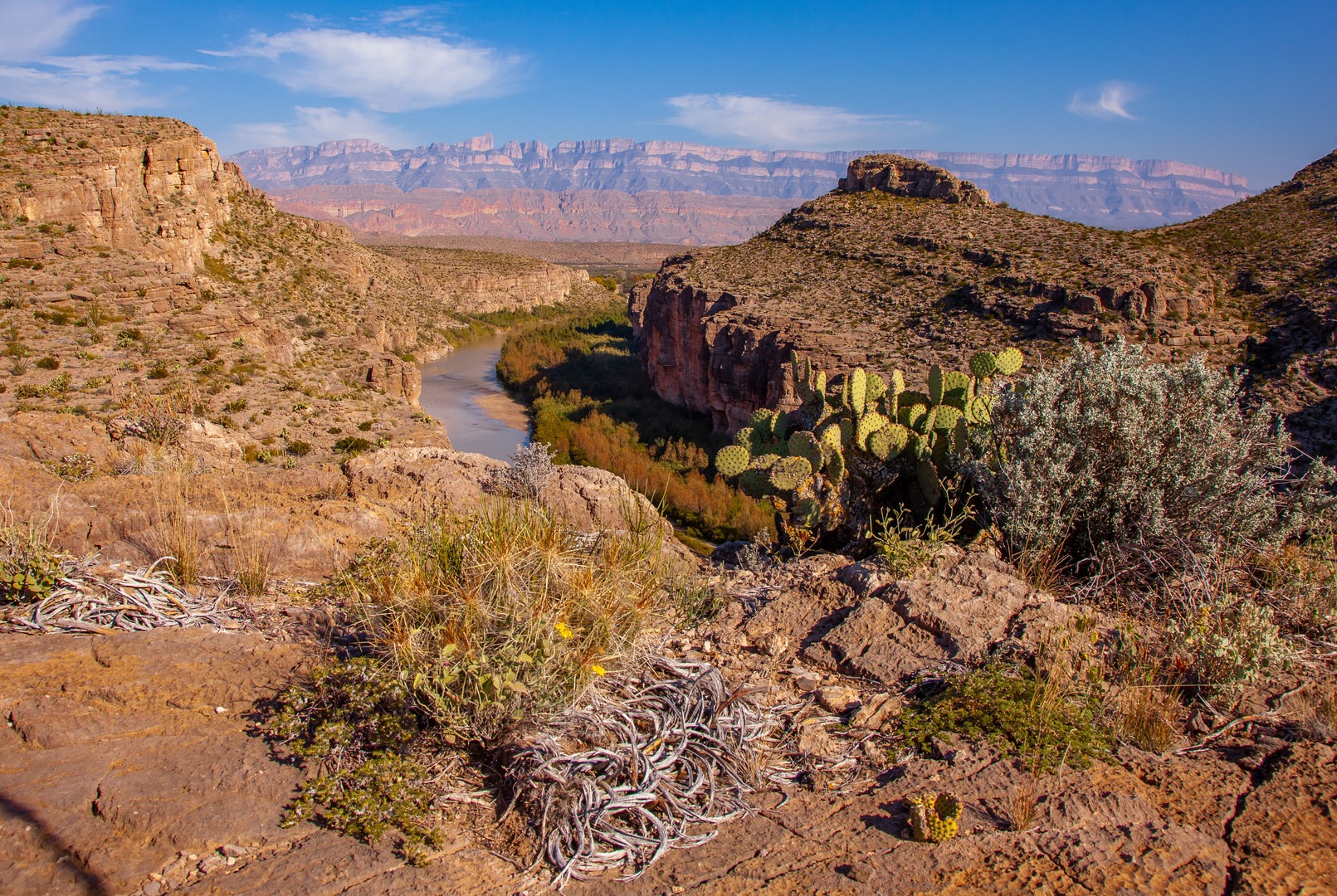 Serra del Carmen Mountains viewed through the mouth of Hot Springs Canyon.