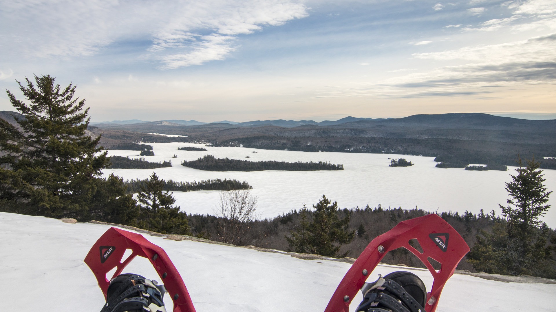 Snowshoeing on the summit.