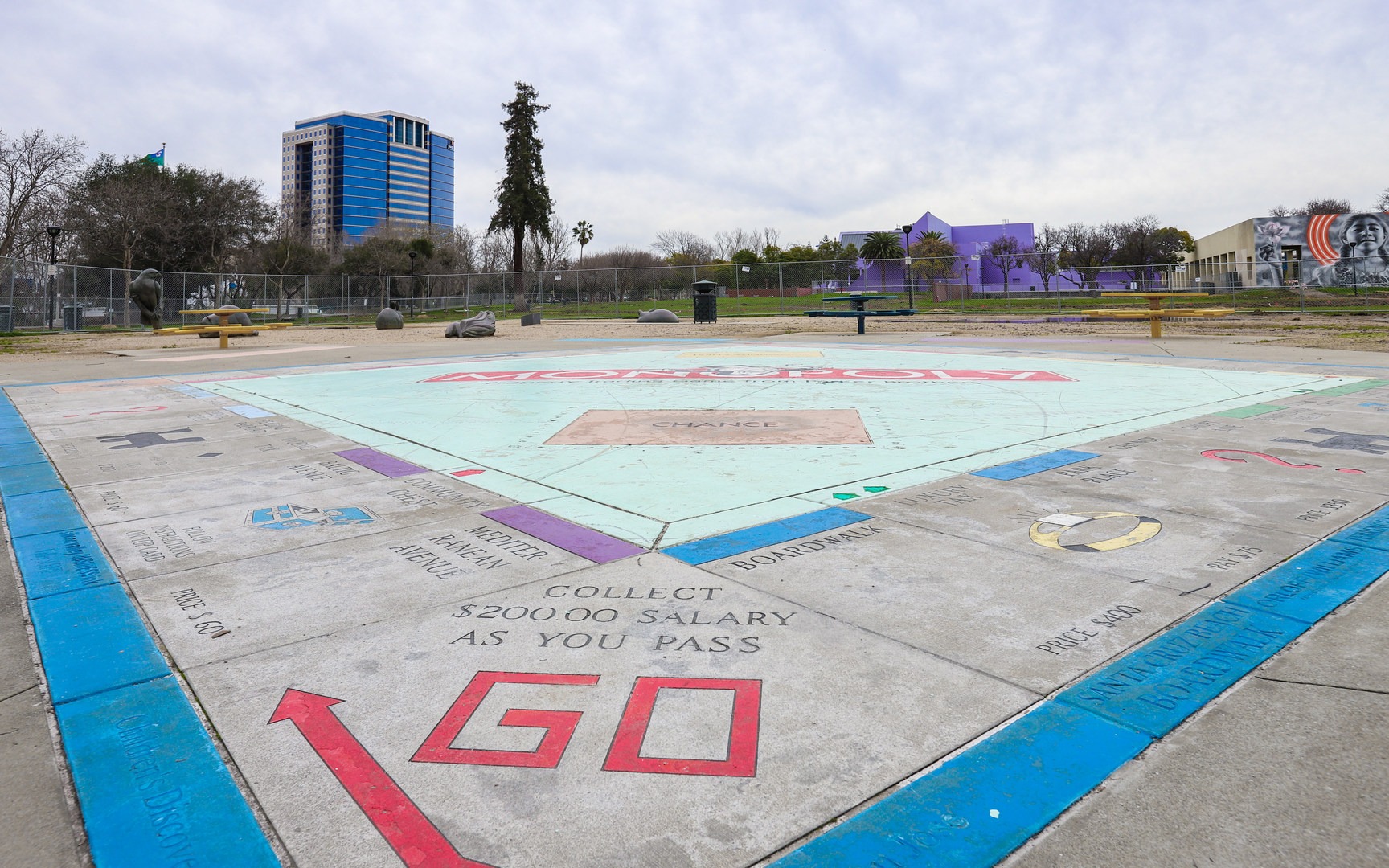 Located in downtown San Jose, the park is at the center of the walkable urban area core, though San Jose's light rail reaches it as well.
