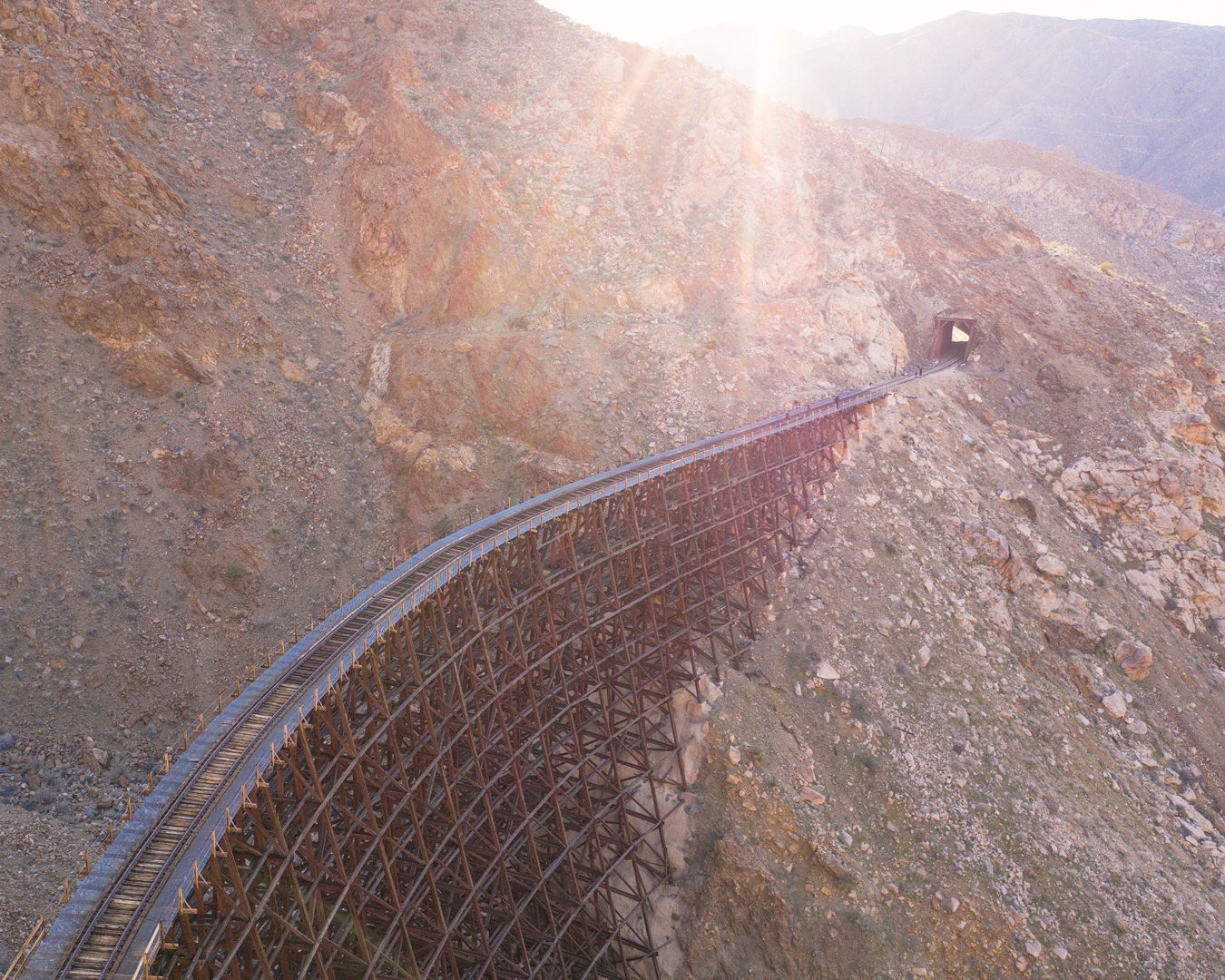Aerial view of the Goat Canyon Trestle in Anza Borrego, California.