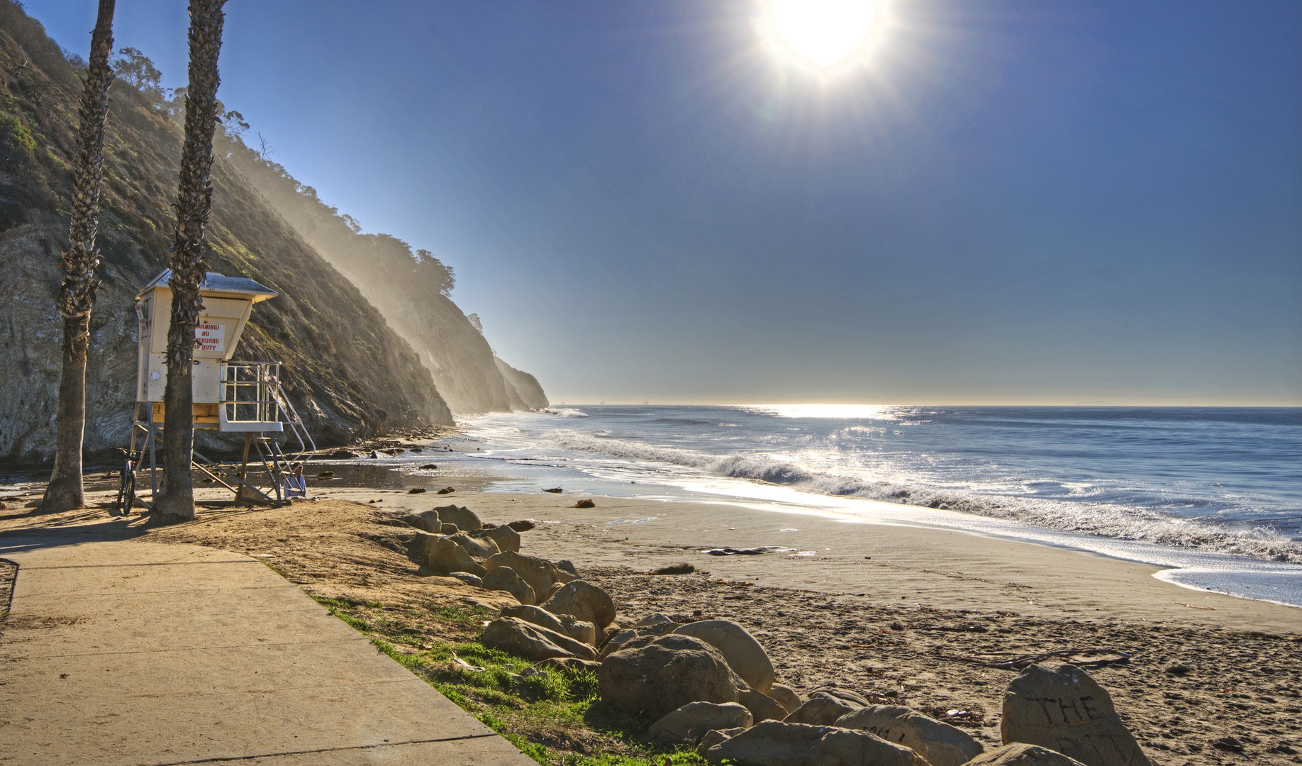 The lifeguard tower.