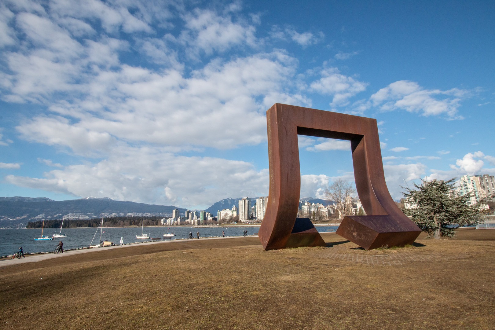 The monument to George Vancouver, the first European to lay claim to the area.