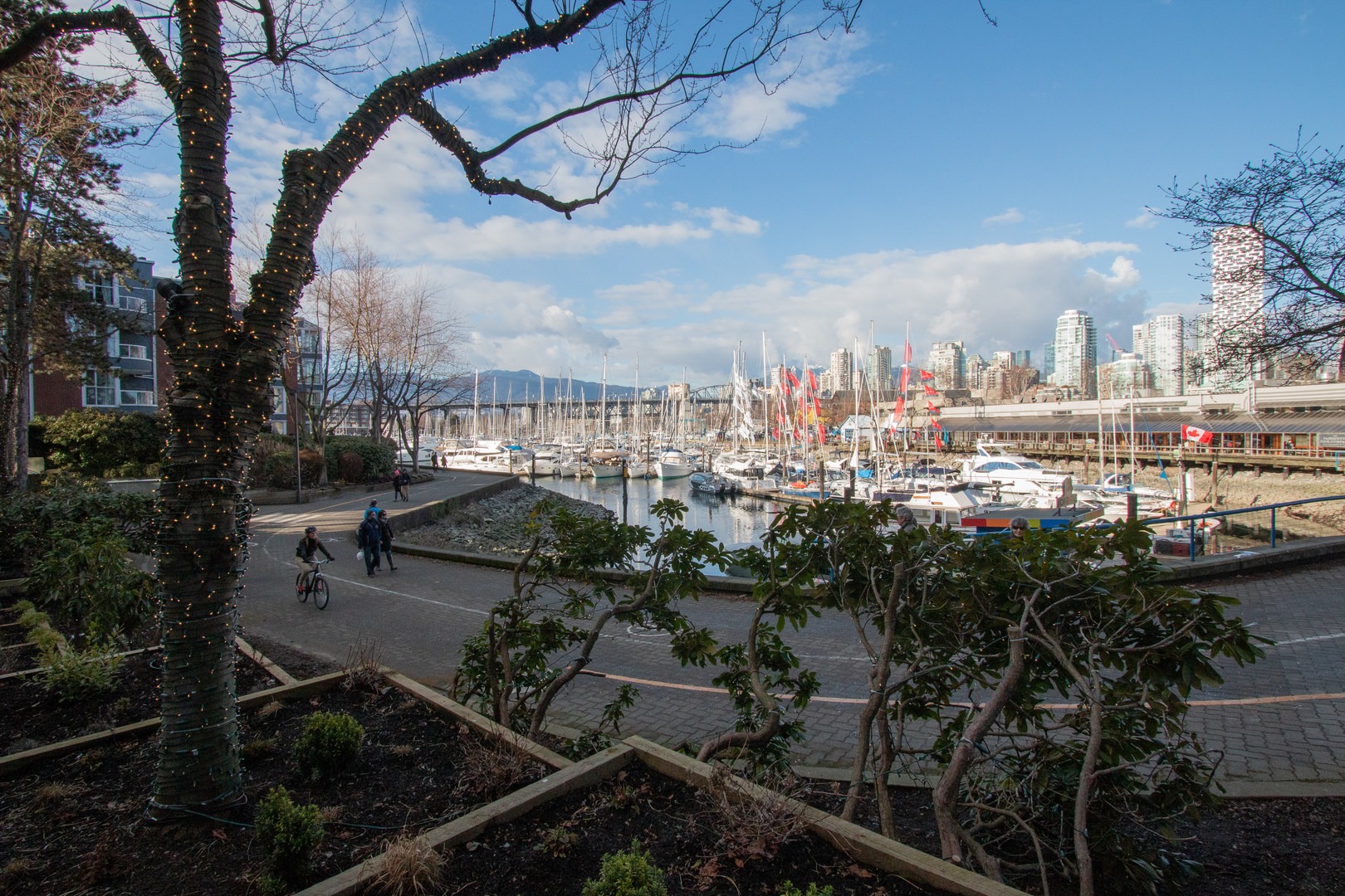 Looking out at the sea wall coming from Burrard Bridge.