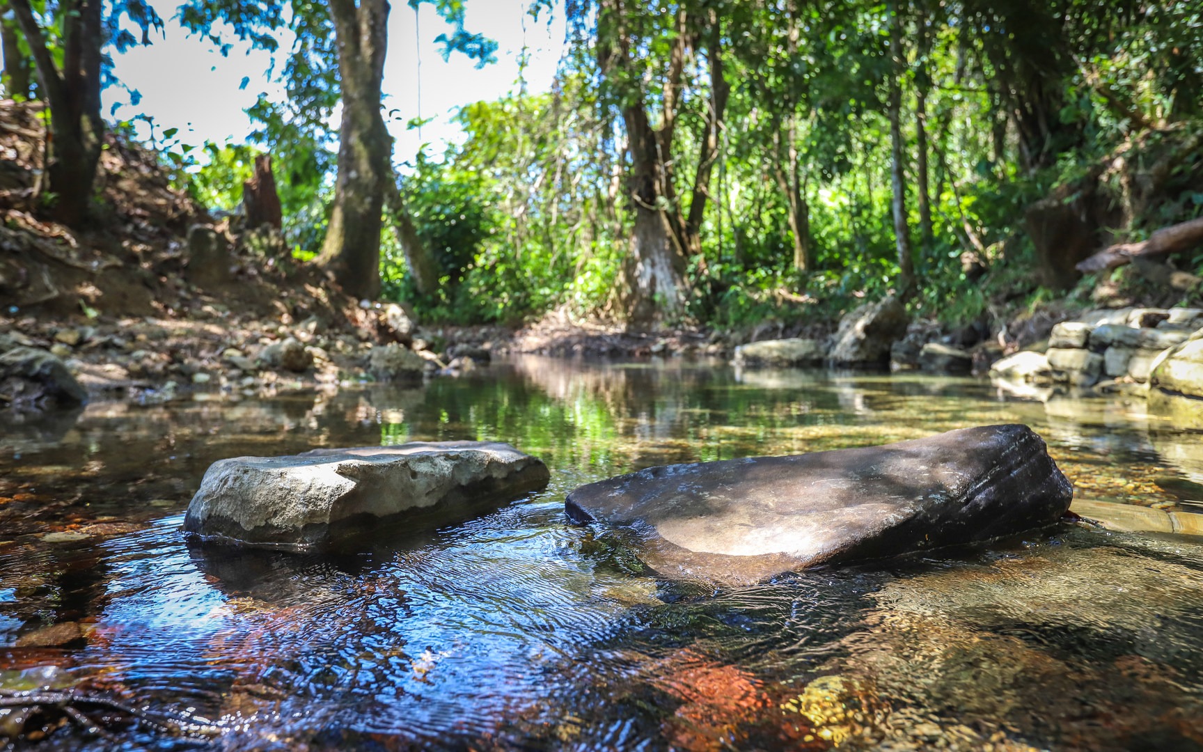 The warm water isn't deep but can be comfortable on a cool night or an especially hot day.