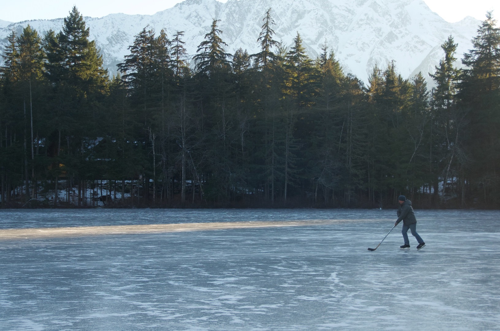 Skating beneath Pemberton Valley's steep peaks.
