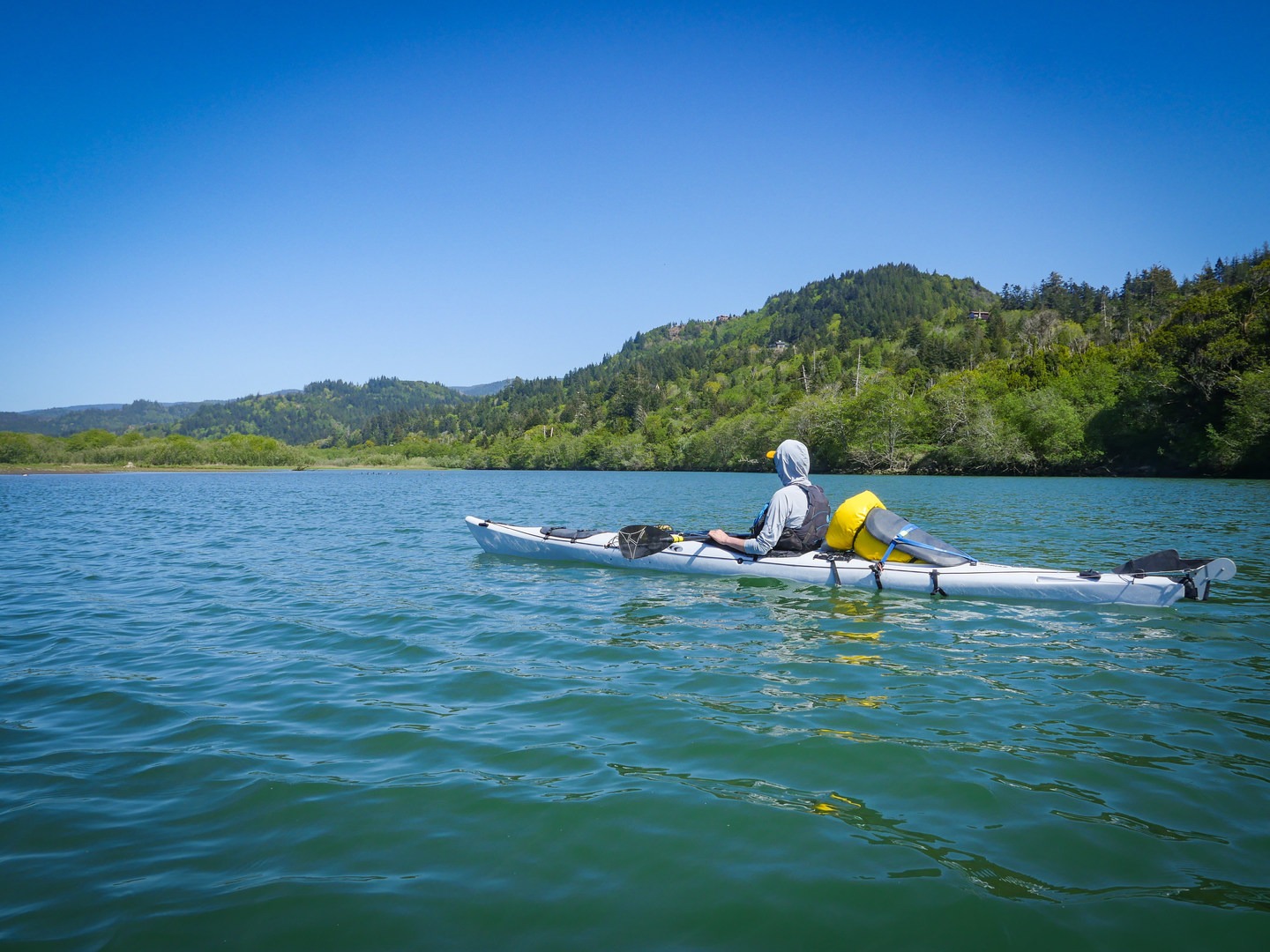 Enjoying a break on one of the many pebble beaches on the Rogue River Estuary.
