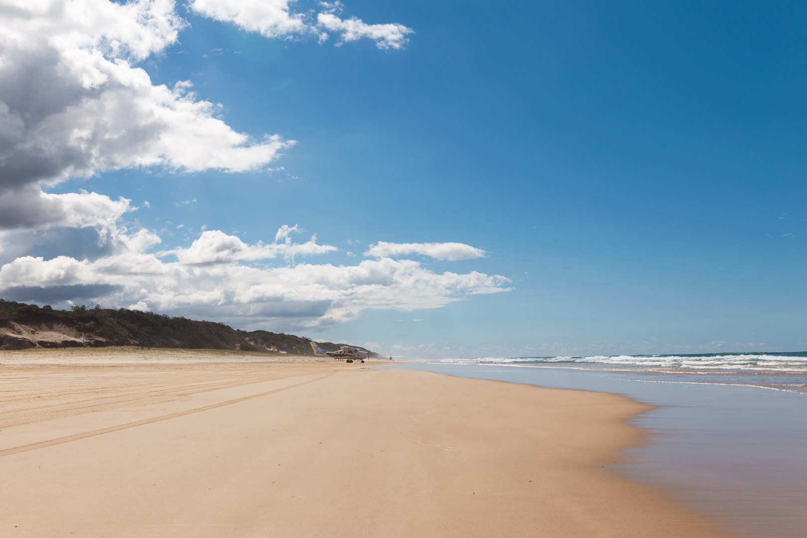 The runway and highway of 75 Mile Beach.