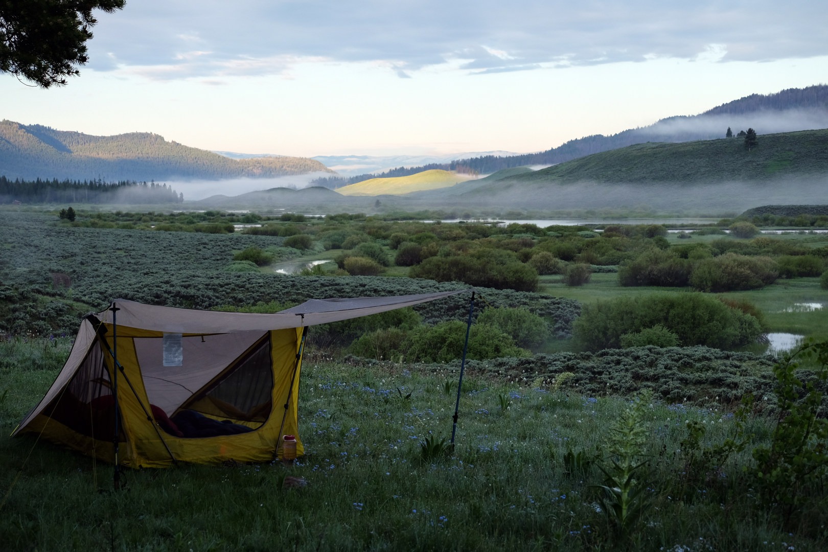 Backcountry camping off Yellowstone's Slough Creek.