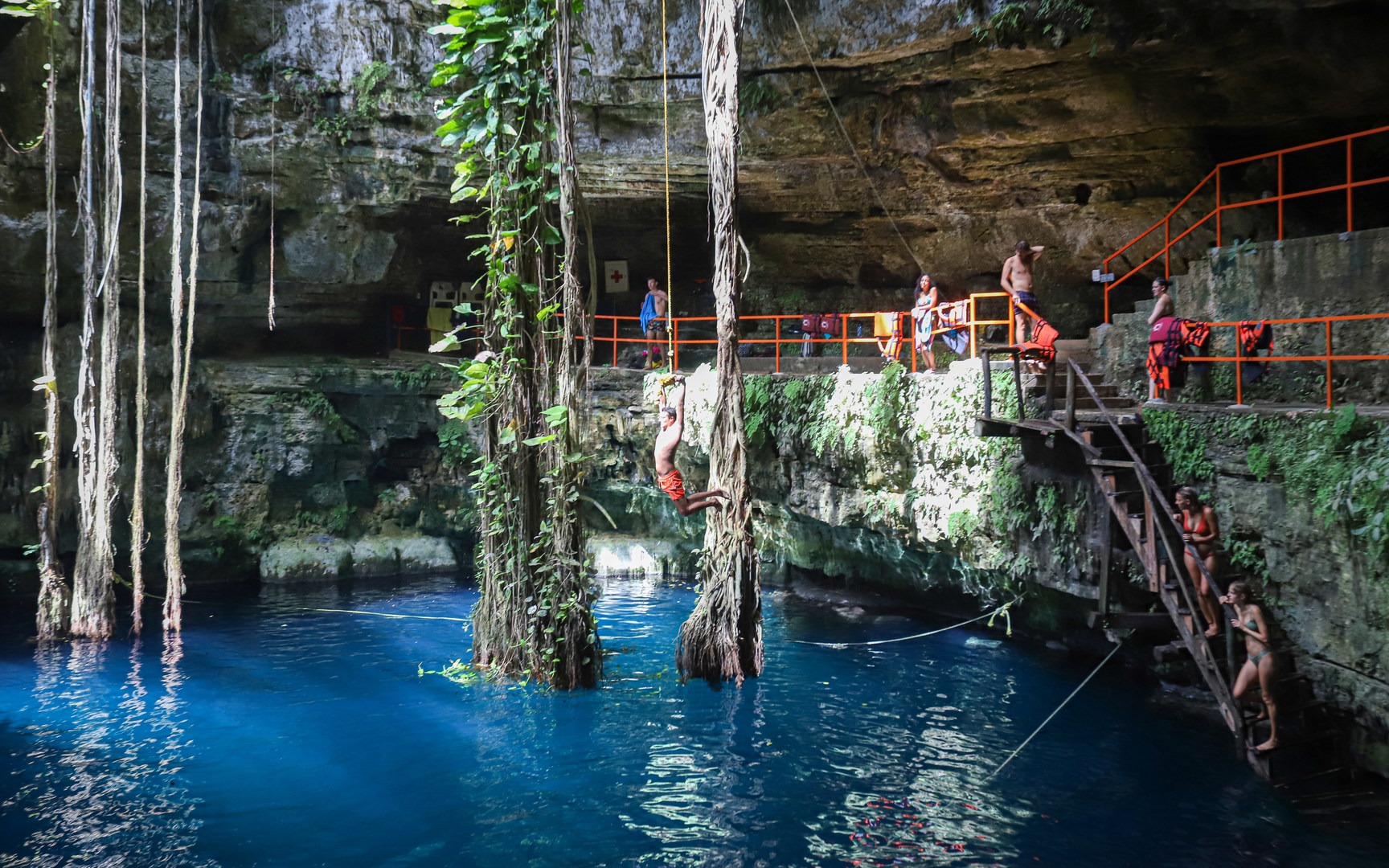 Cenote Oxman's rope swing is a particularly fun feature.