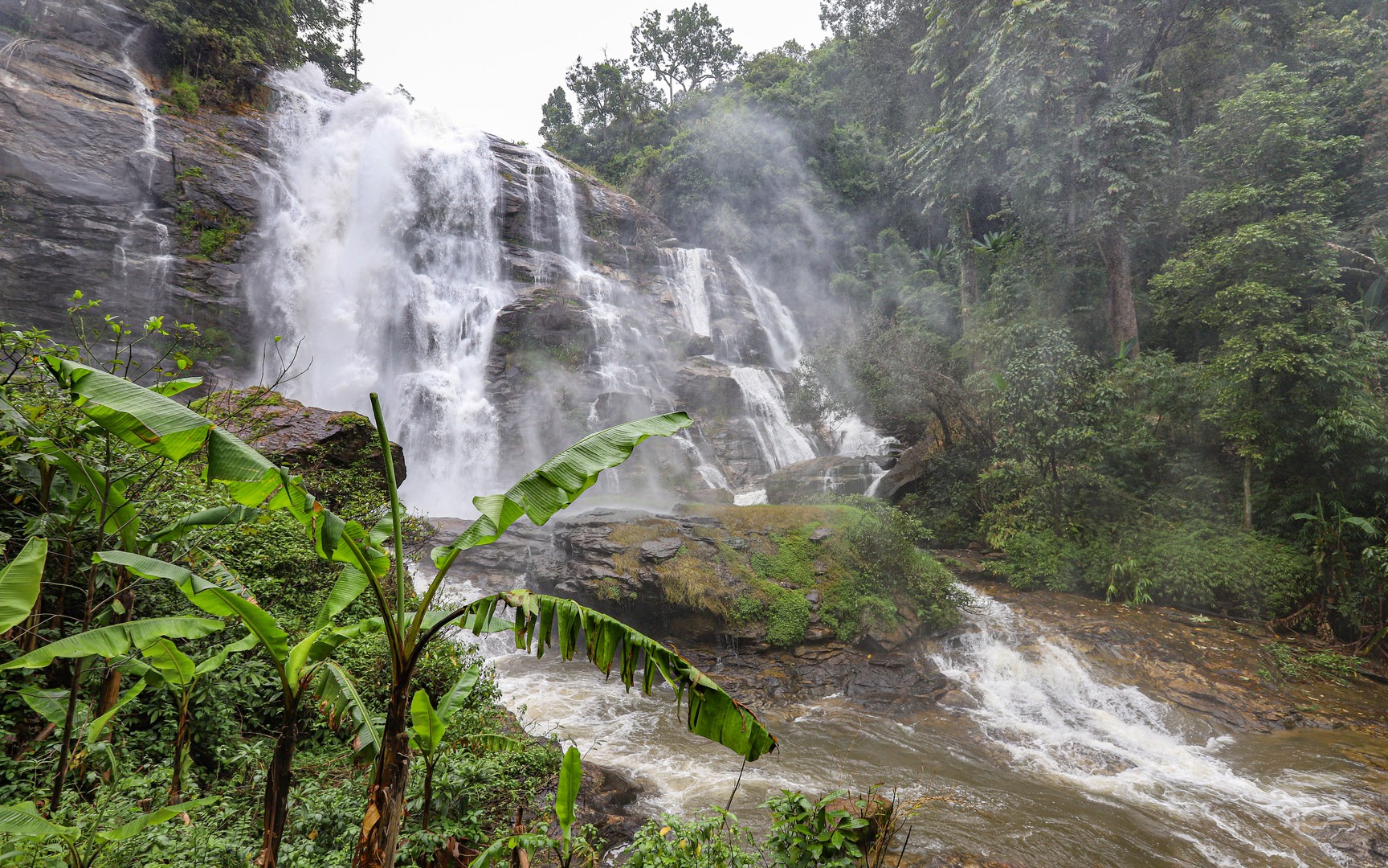 Wachirathan Waterfall stands about 40 meters in height.