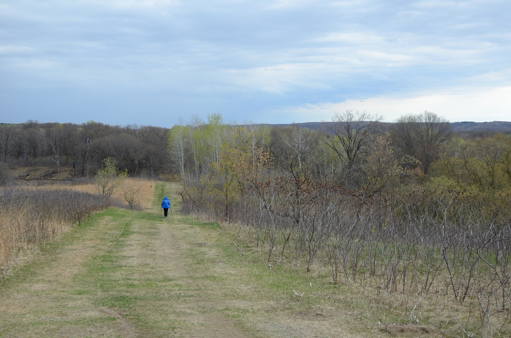 Hiker on the Prairie Overlook Trail.