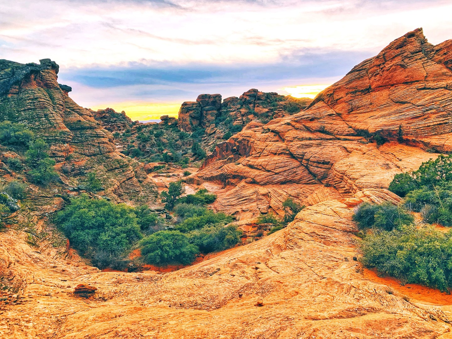 Eventually, you'll hit the bottom of the canyon system and the rest of the hike meanders through flatter terrain that consists of canyons, washes, and easier-to-follow trails.