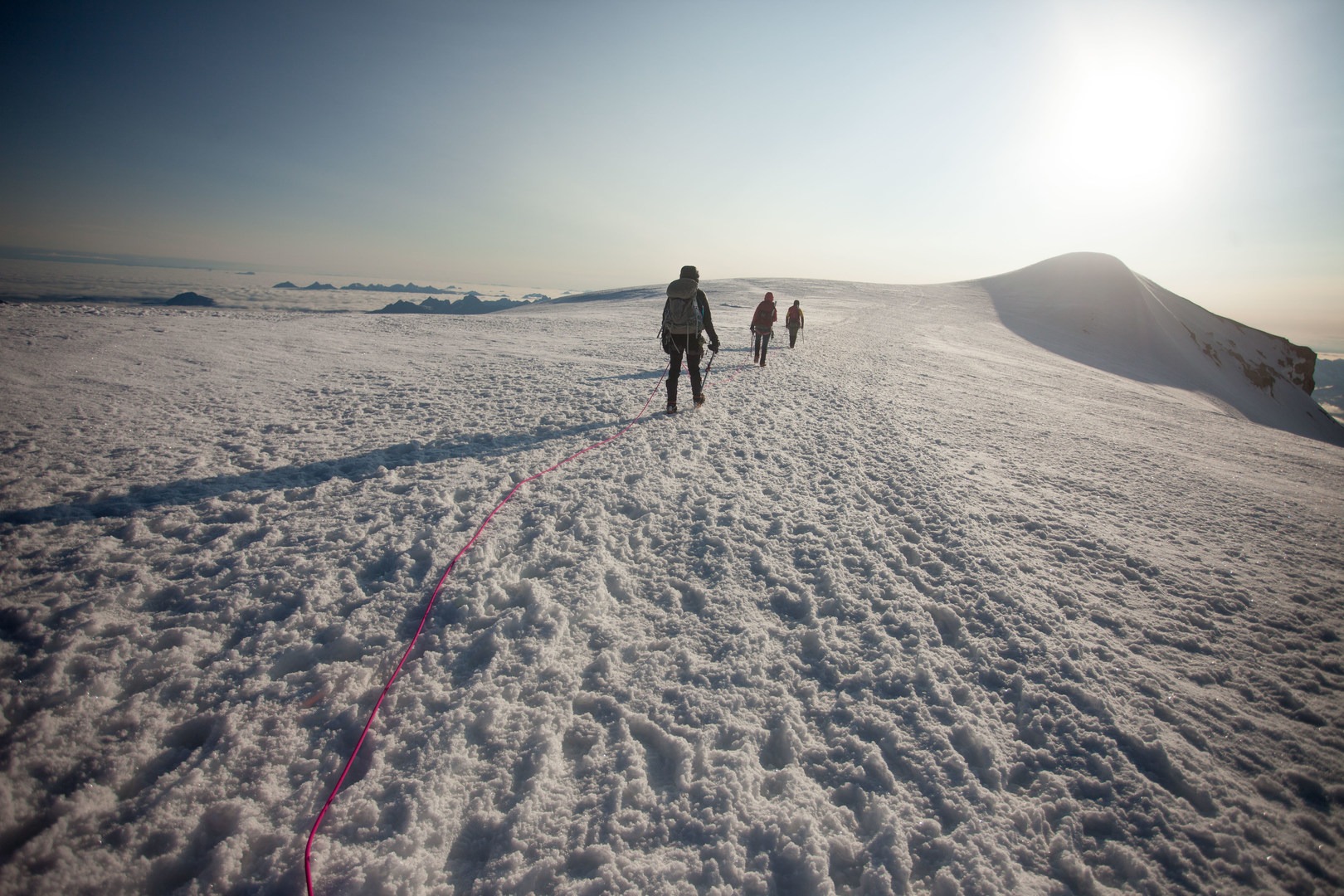 Walking across the top of Mount Baker to the true summit.