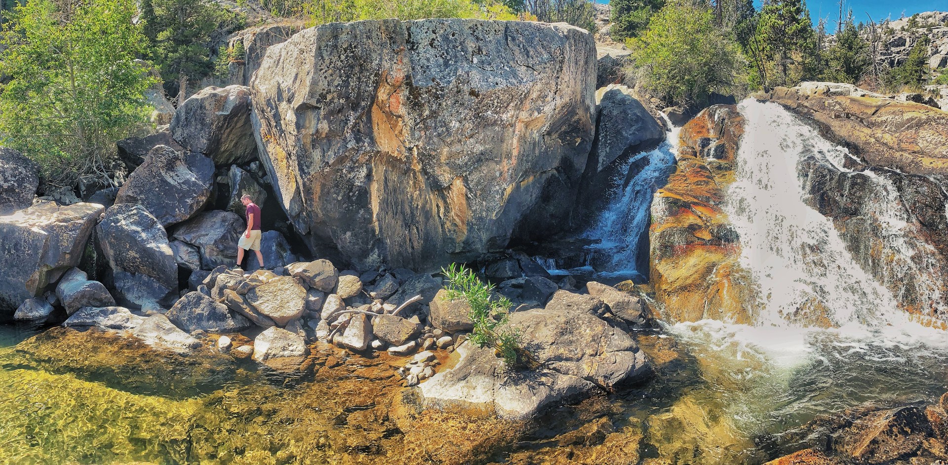 To reach the Upper Kitchen, you'll need to cross the North Fork of the Popo Agie River. If you've followed the cairns, you'll end up near this large pool which is one of the easiest crossings.