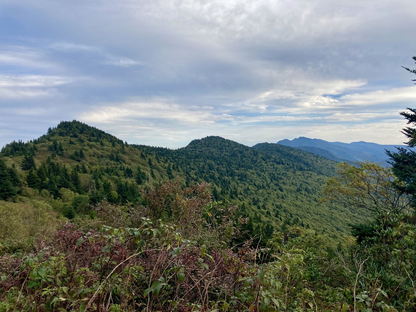 Views from near Celo Knob - looking back at the entire Black Mountain Crest that you just crossed.