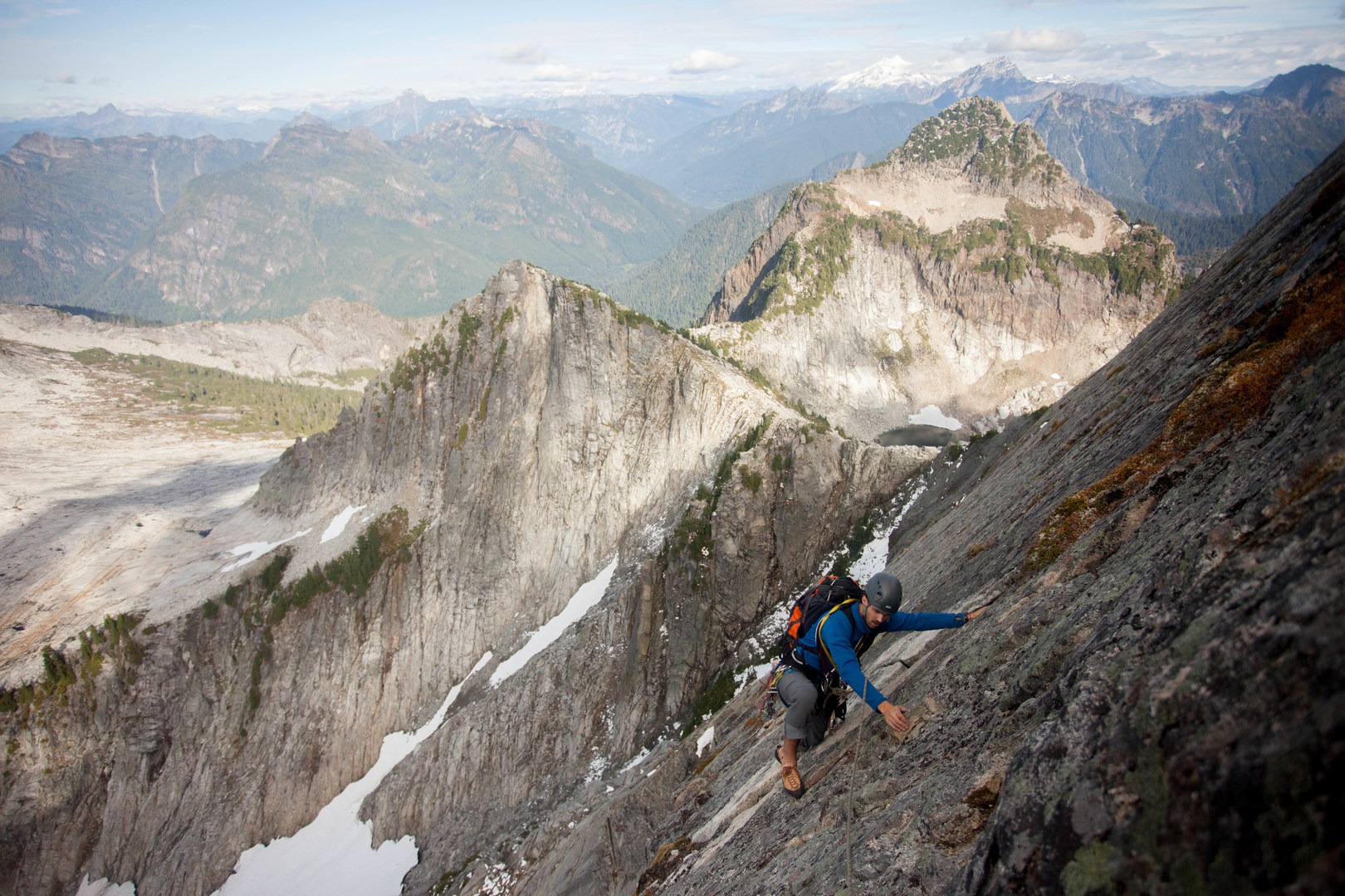 Getting into the technical climbing with Glacier Peak in the background.