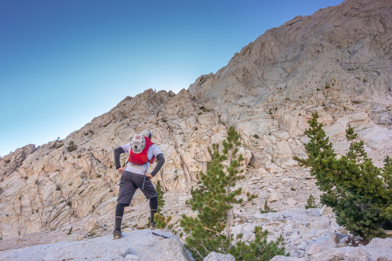 Assessing the route up to Candlelight Peak's east ridge.