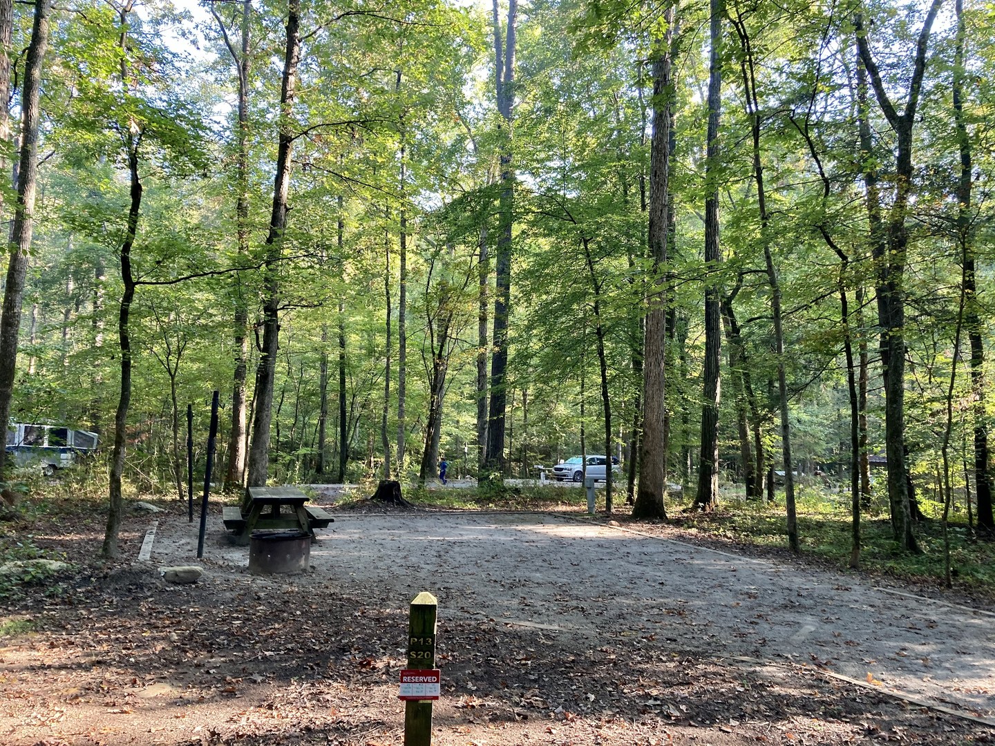A typical site at Parksville Lake RV Campground.
