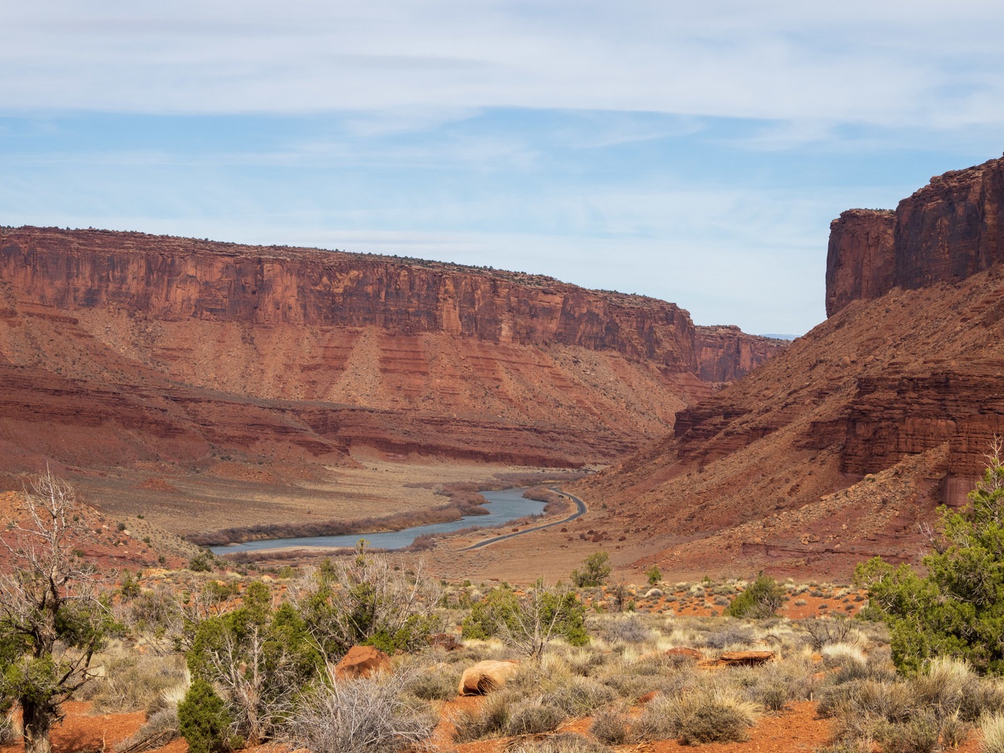 Views of the Colorado River from near the highpoint of the trail.