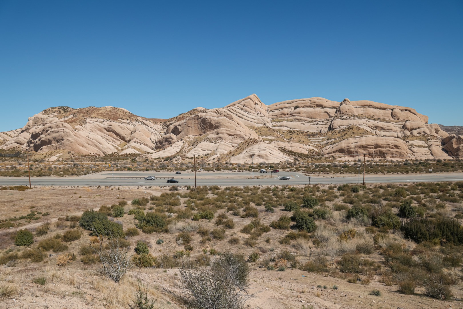 View of Mormon Rocks from the Interpretive Trail across the street.