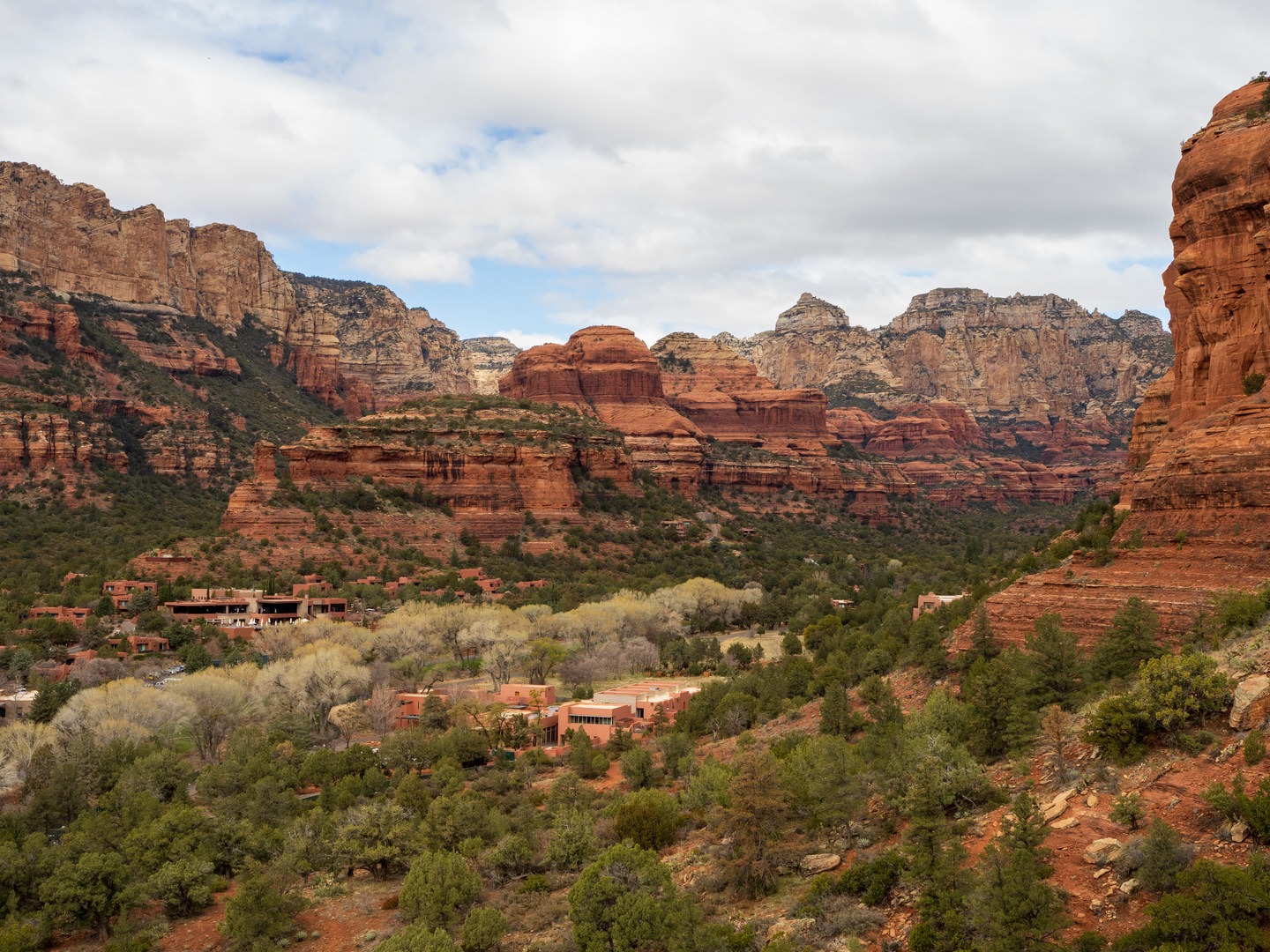 The luxury Enchantment Resort can be seen from the vista.