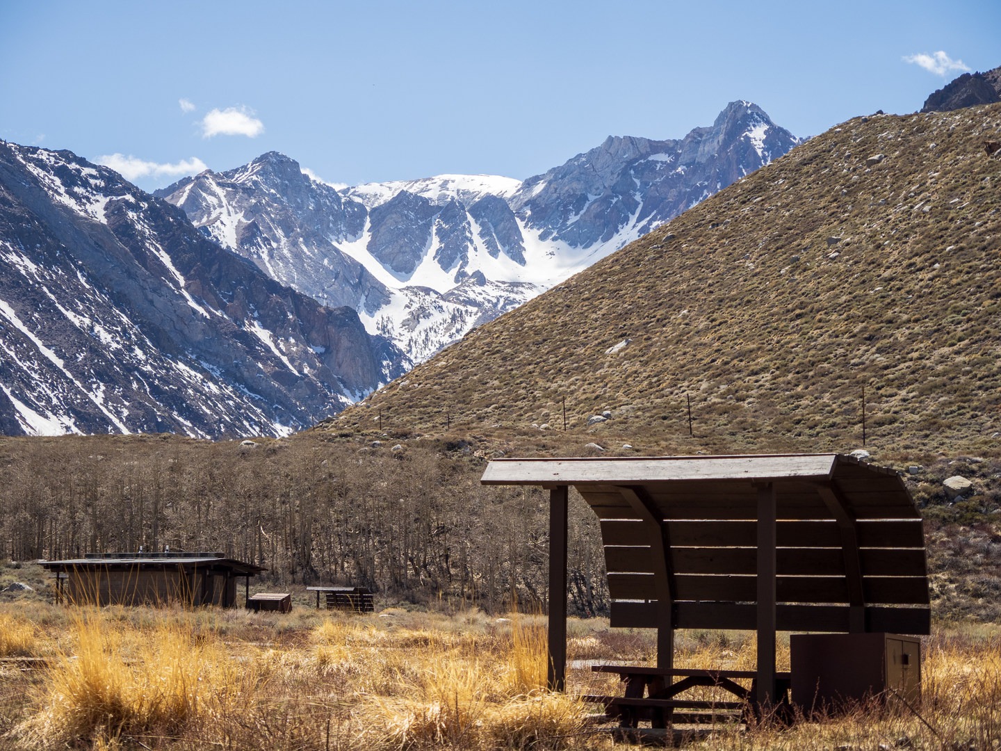Stunning views of the High Sierra are found from the campground.